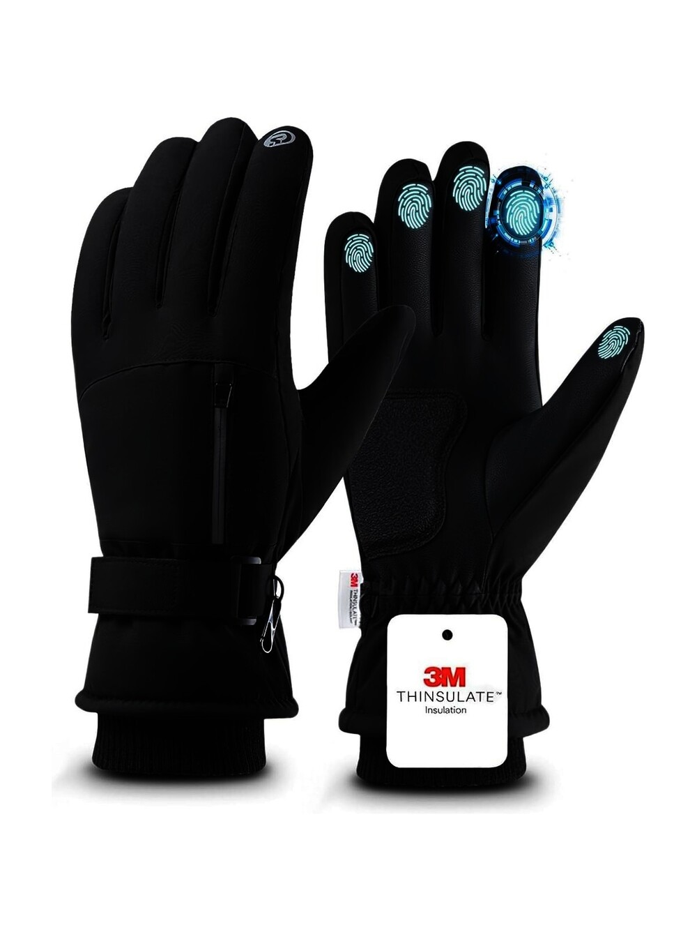 Winter Gloves Men Women Windproof Warm Thick Leather Thermal Mittens Touchscreen